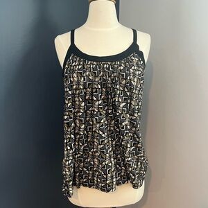 Lucky Brand Black and Cream Geometric Camisole